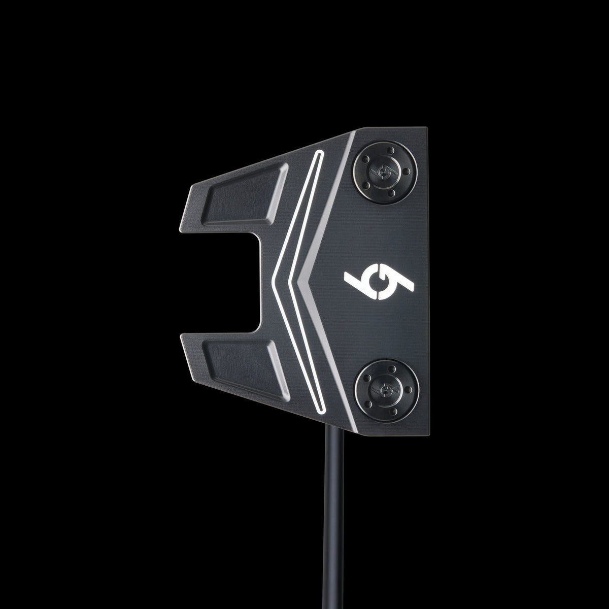 Sole of the P-117 putter showing the two sole weights and 69 logo