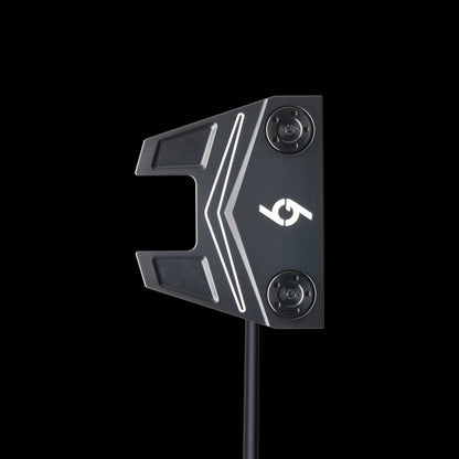 Sole of the P-117 putter showing the two sole weights and 69 logo