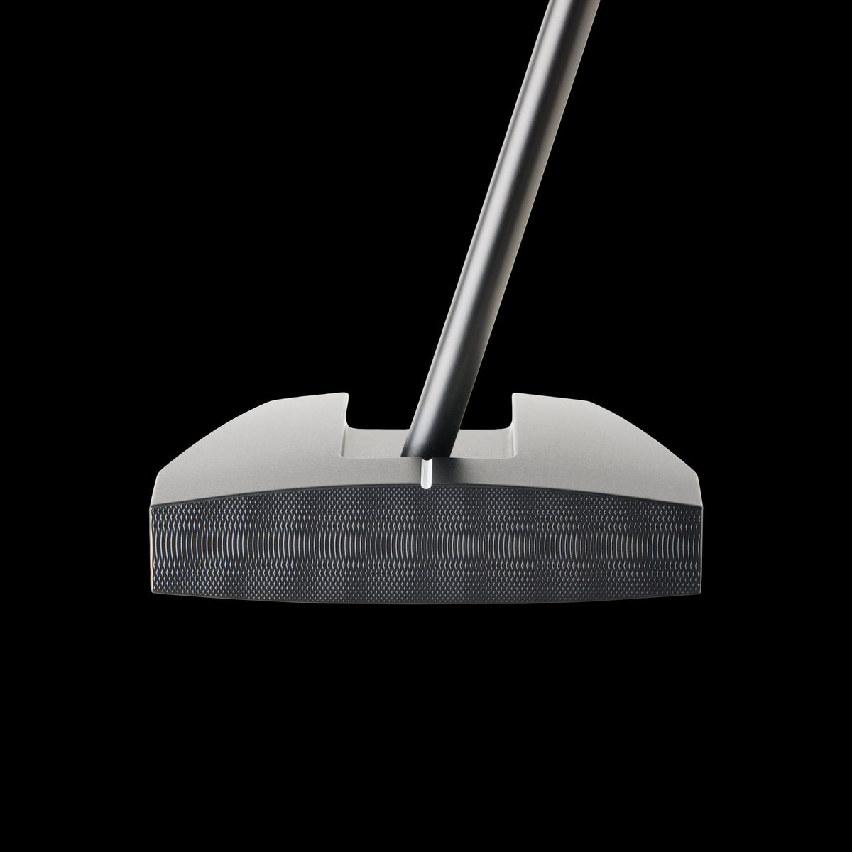 P-117 zero-torque mallet putter face, angled view